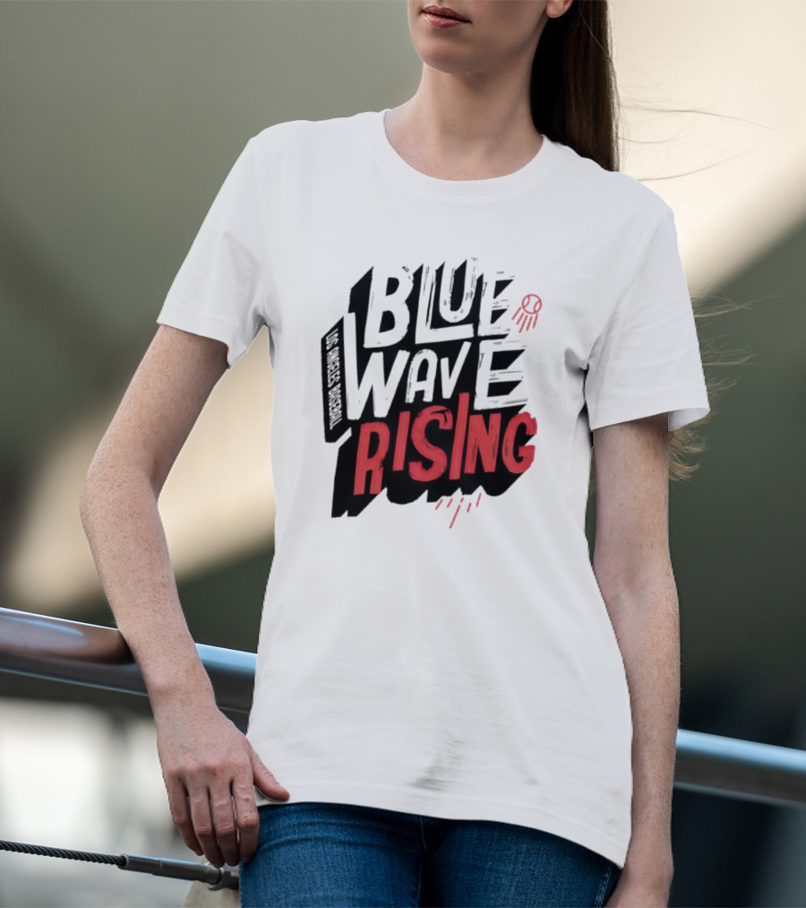 Los Angeles Baseball Blue Wave Rising T-Shirt