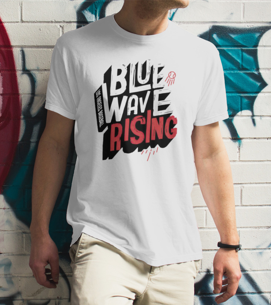 Los Angeles Baseball Blue Wave Rising T-Shirt