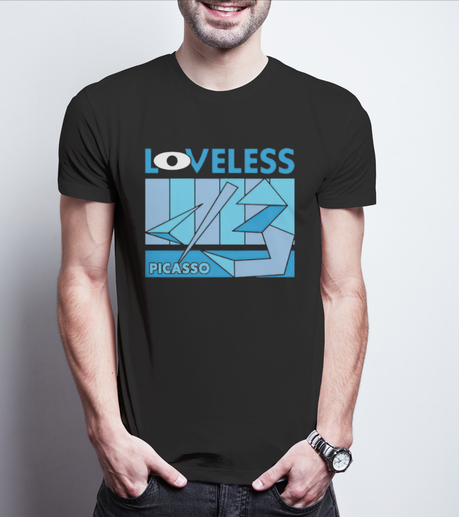 Loveless Picasso Abstract Eye Blue Geometric T-Shirt