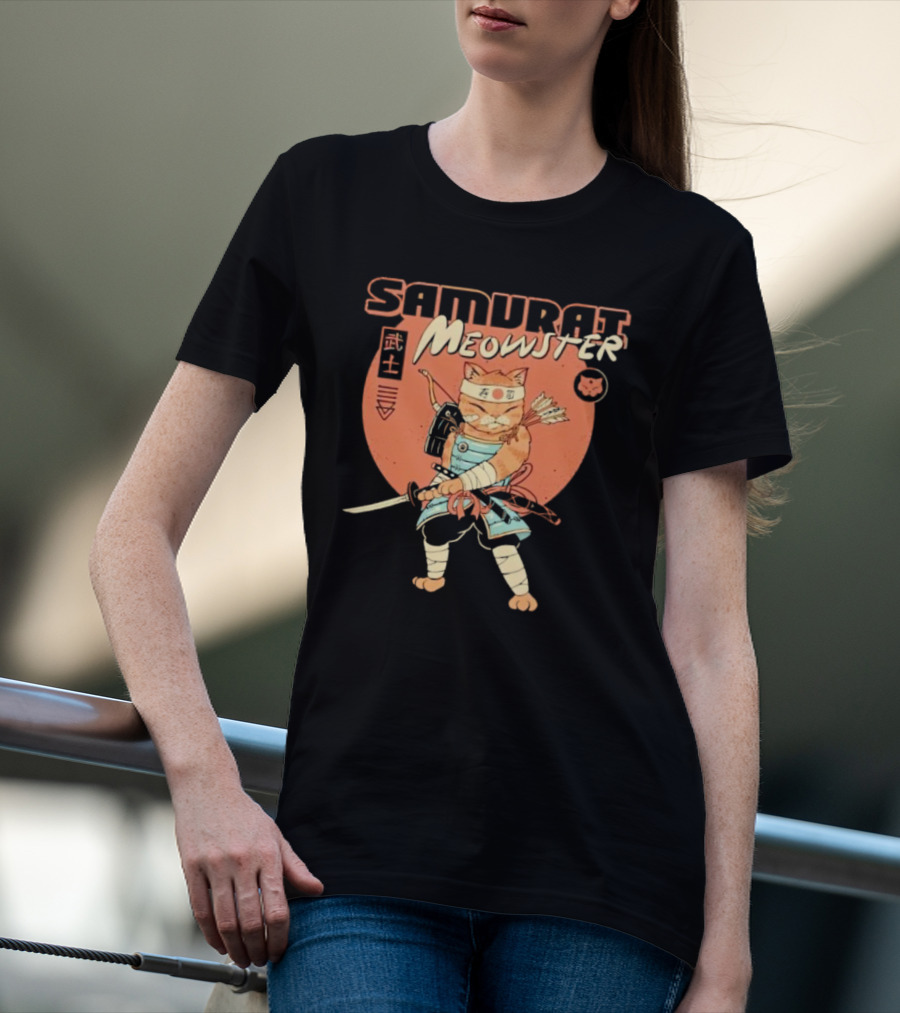 Samurai Meowster Cat With Katana And Armor T-Shirt
