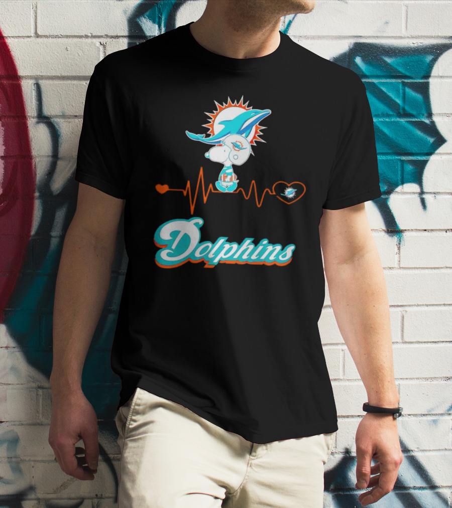Snoopy Dolphins Heartbeat Miami Dolphins T-Shirt