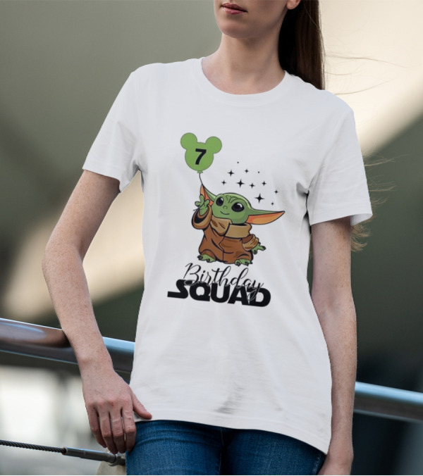 Baby Yoda Star Wars Birthday Squad 7 T-Shirt