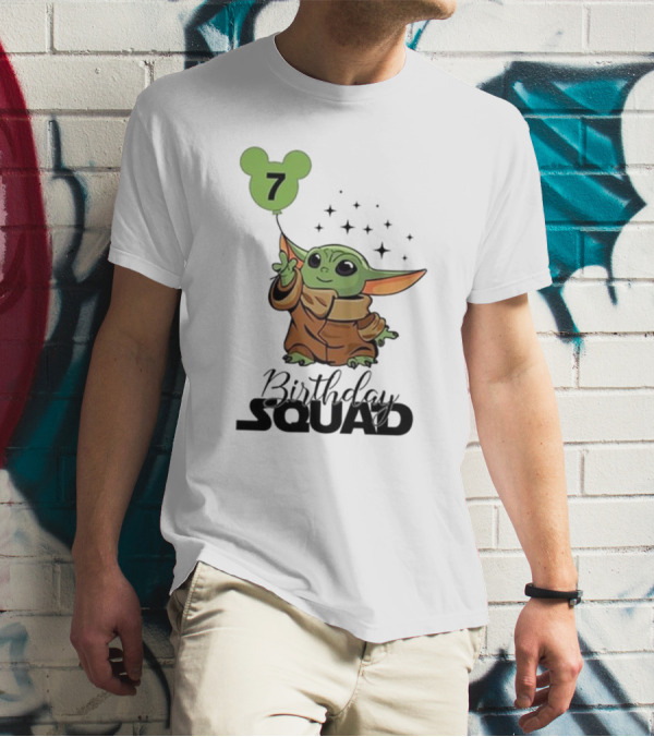 Baby Yoda Star Wars Birthday Squad 7 T-Shirt