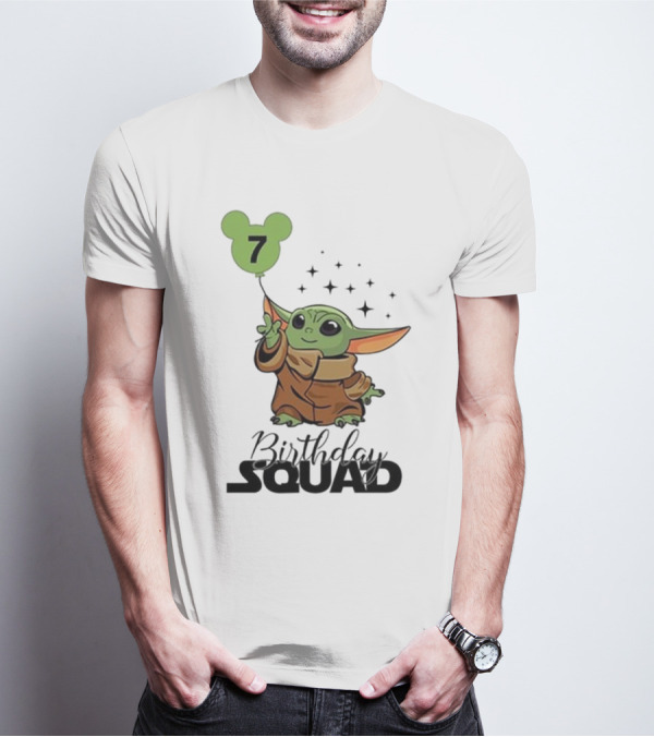 Baby Yoda Star Wars Birthday Squad 7 T-Shirt