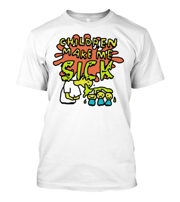 Children Make Me Sick Cartoon Vomiting Colorful Splatter T-Shirt