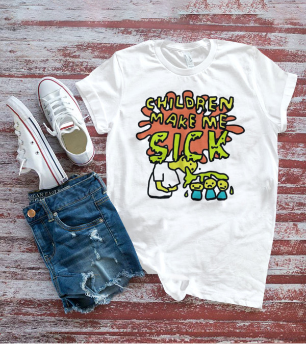 Children Make Me Sick Cartoon Vomiting Colorful Splatter T-Shirt