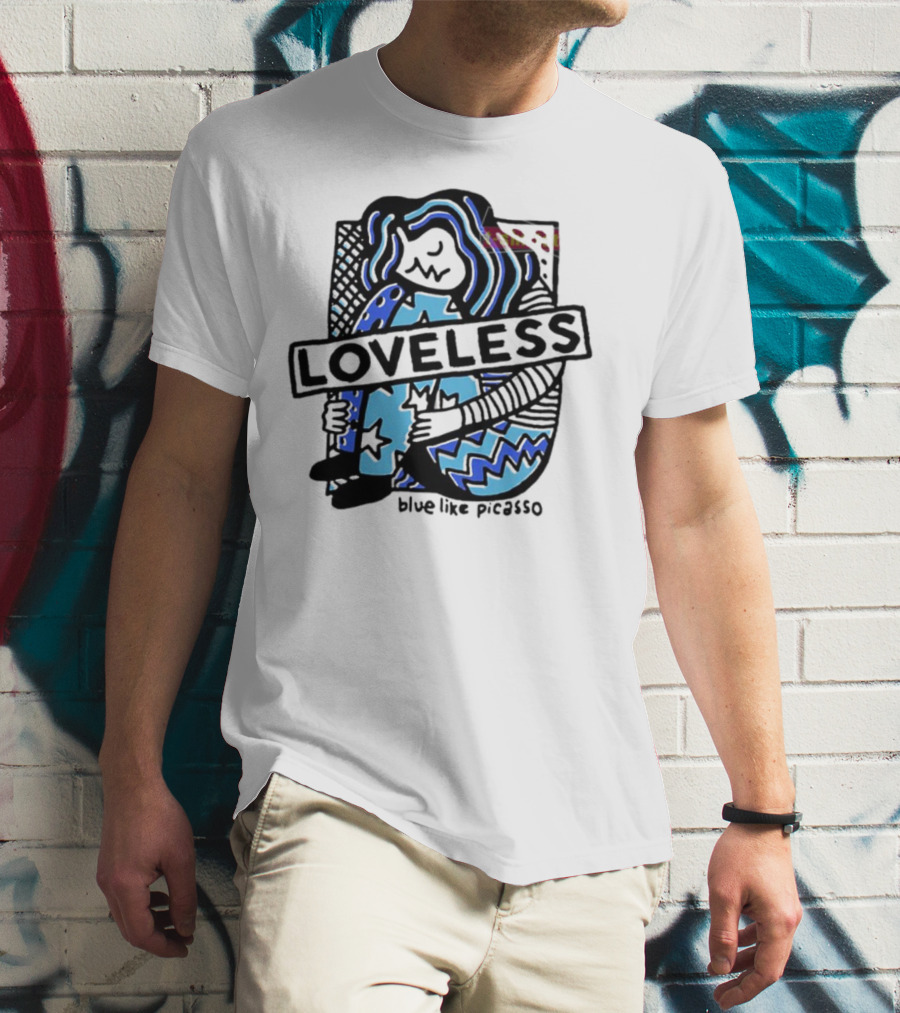 Loveless Blue Like Picasso Stars And Zigzags T-Shirt
