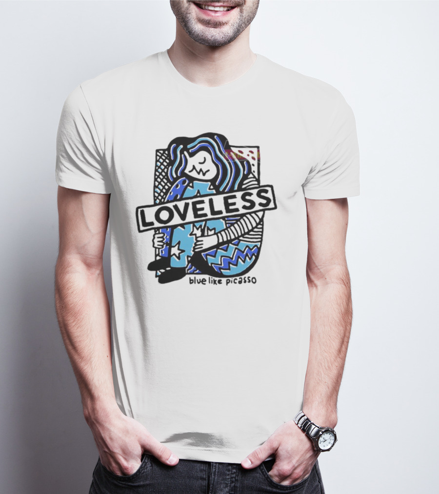 Loveless Blue Like Picasso Stars And Zigzags T-Shirt