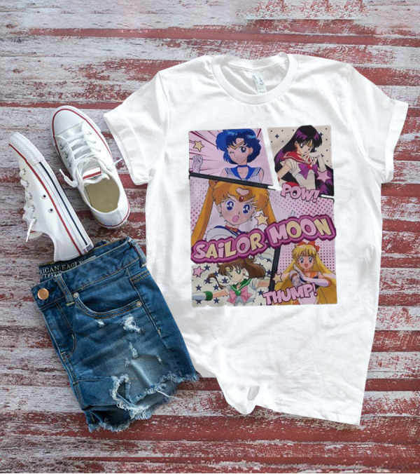 Sailor Moon Pow Thump Vintage Style With Sailor Moon Characters T-Shirt
