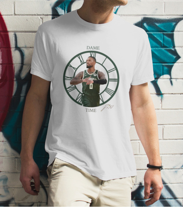 Dame Time Damian Lillard Signature Milwaukee Bucks T-Shirt