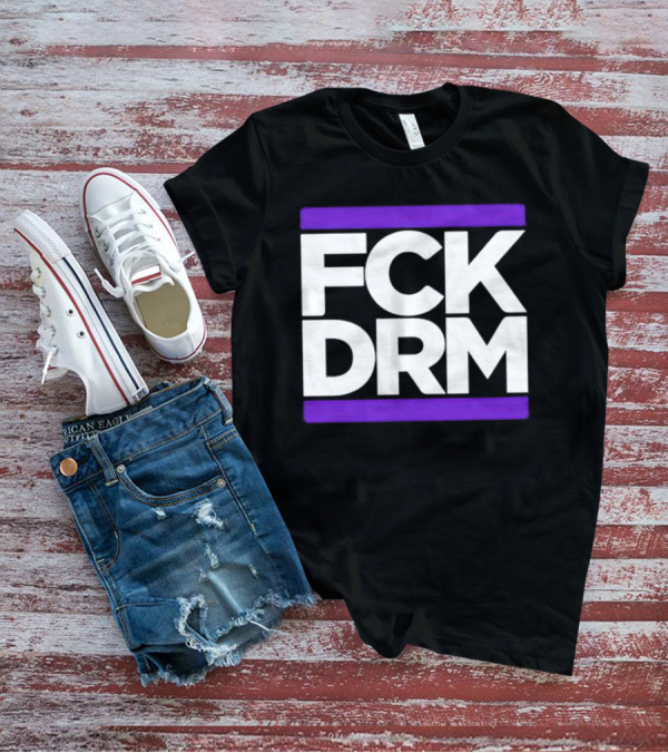 FCK DRM White Text On Purple T-Shirt