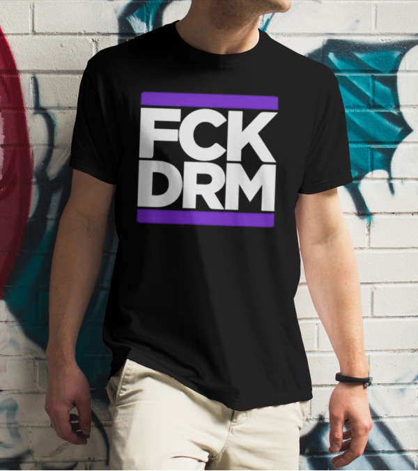 FCK DRM White Text On Purple T-Shirt