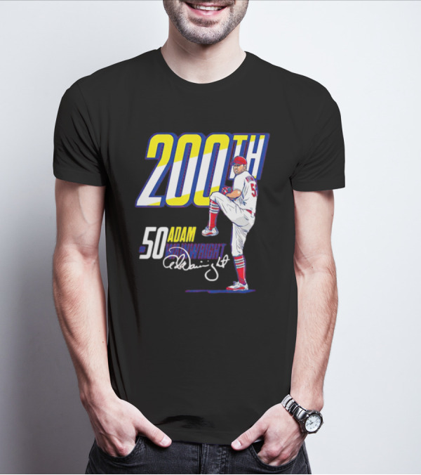 200th Win Adam Wainwright 50 Signature Baseball Player T-Shirt