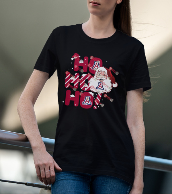 Arizona Wildcats Santa Claus Ho Ho Ho Christmas Holiday Spirit T-Shirt