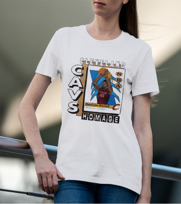 Cleveland Cavs Donovan Mitchell NBA Homage Trading Card T-Shirt