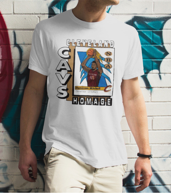 Cleveland Cavs Donovan Mitchell NBA Homage Trading Card T-Shirt