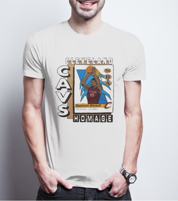 Cleveland Cavs Donovan Mitchell NBA Homage Trading Card T-Shirt