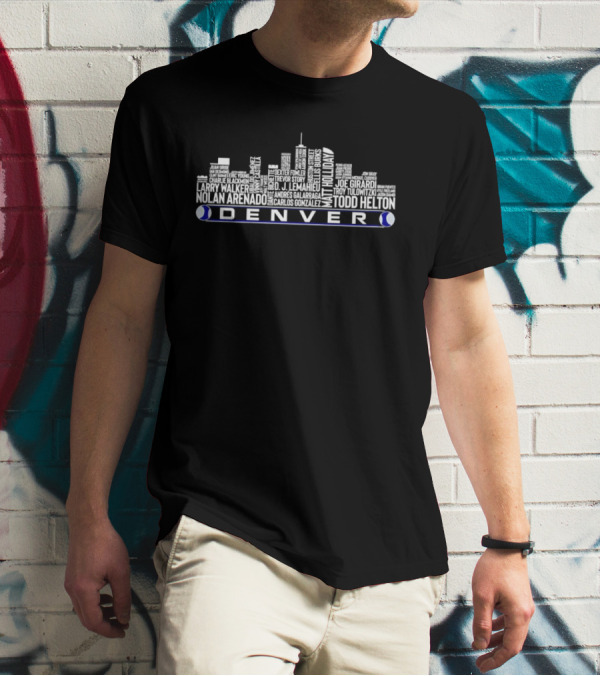 Denver Skyline Baseball Legends Names T-Shirt