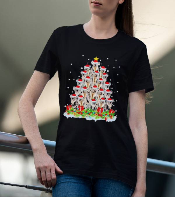 Koala Christmas Tree With Santa Hats Snowflakes And Gifts T-Shirt