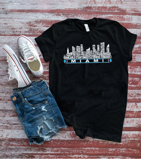 Miami Skyline Giancarlo Stanton Jose Fernandez Player Names T-Shirt