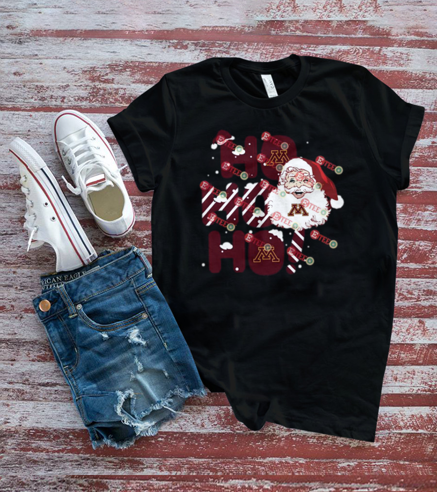Minnesota Golden Gophers Santa Claus Ho Ho Ho Christmas Snowflake Candy Cane T-Shirt