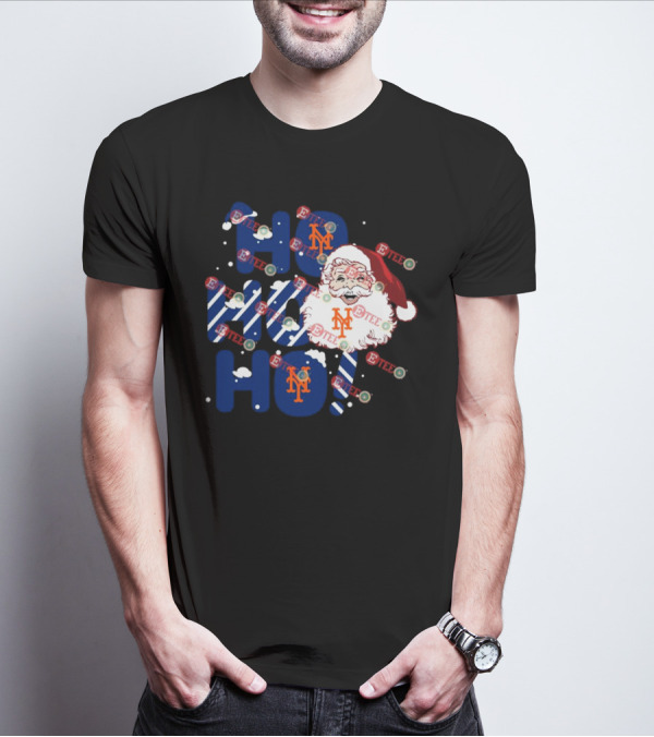 New York Mets Santa Claus Ho Ho Ho Christmas Festive T-Shirt