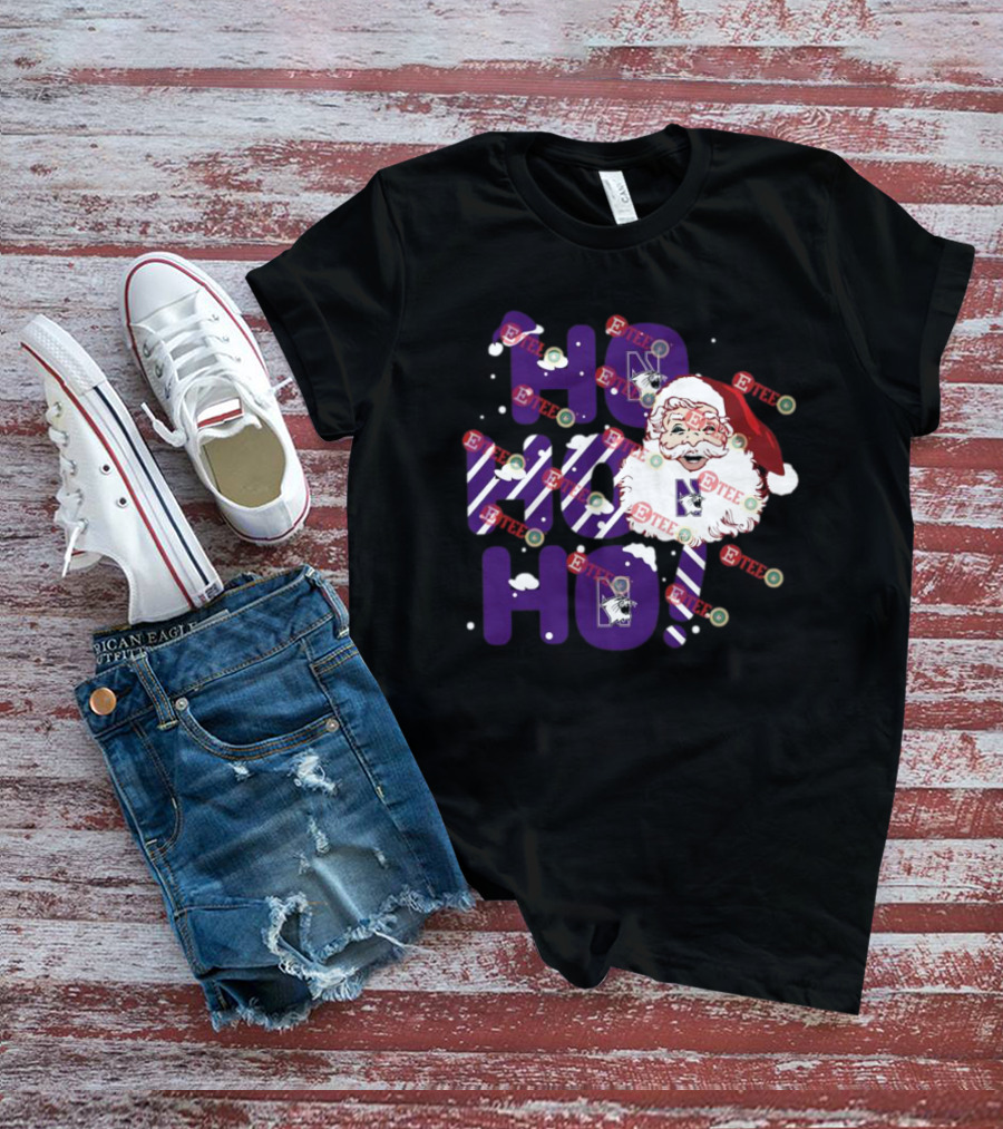 Northwestern Wildcats Santa Claus Ho Ho Ho Christmas Snowflakes T-Shirt