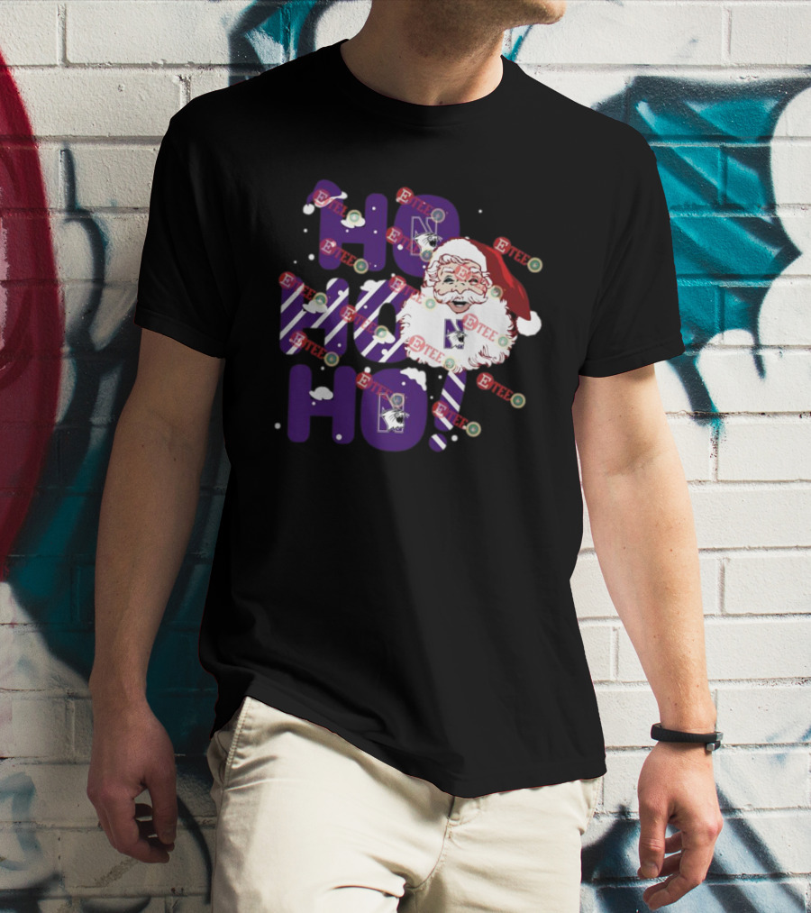 Northwestern Wildcats Santa Claus Ho Ho Ho Christmas Snowflakes T-Shirt