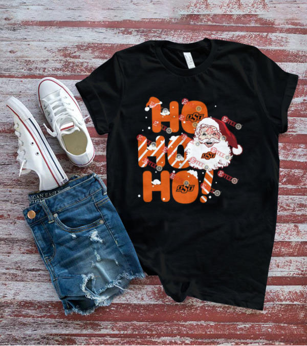 Oklahoma State Cowboys OSU Santa Claus Ho Ho Ho Christmas T-Shirt