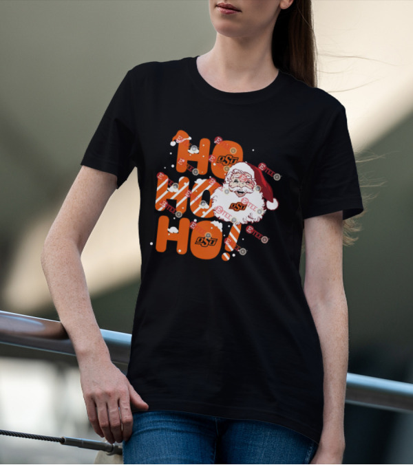 Oklahoma State Cowboys OSU Santa Claus Ho Ho Ho Christmas T-Shirt