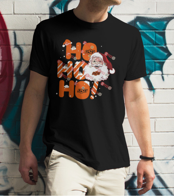 Oklahoma State Cowboys OSU Santa Claus Ho Ho Ho Christmas T-Shirt
