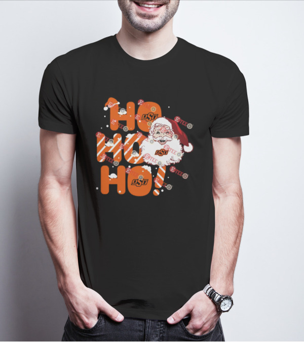 Oklahoma State Cowboys OSU Santa Claus Ho Ho Ho Christmas T-Shirt