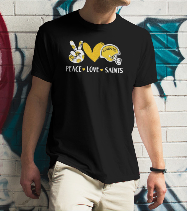 Peace Love New Orleans Saints Football Helmet T-Shirt