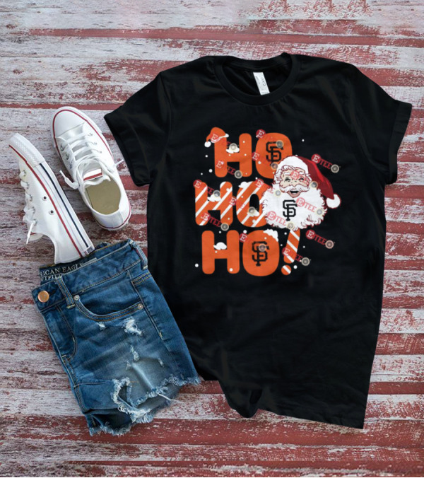 San Francisco Giants Santa Claus Ho Ho Ho Christmas Snowflakes Santa Hat T-Shirt