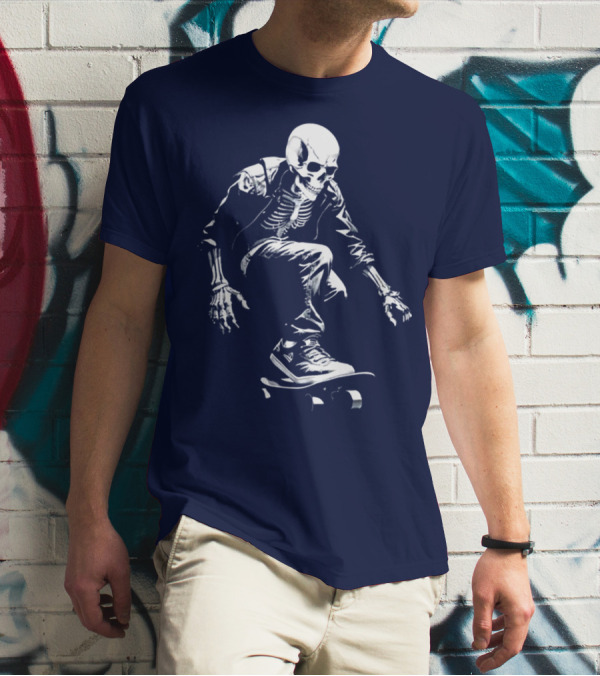 Skeleton Skateboarder Cool Iconic Street Style Skater Pose T-Shirt