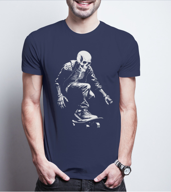 Skeleton Skateboarder Cool Iconic Street Style Skater Pose T-Shirt