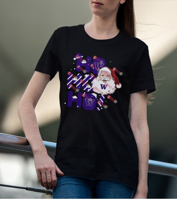 Washington Huskies Ho Ho Ho Santa Claus Christmas T-Shirt