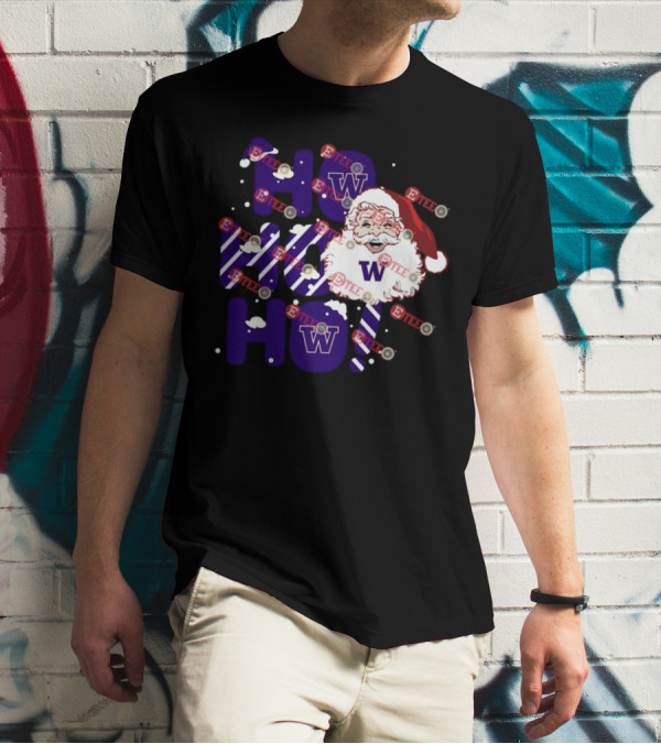 Washington Huskies Ho Ho Ho Santa Claus Christmas T-Shirt
