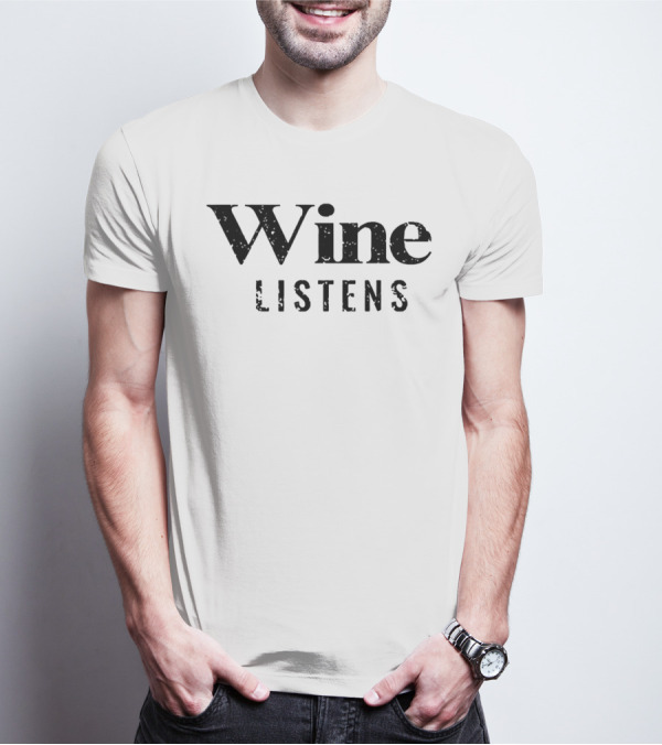 Wine Listens Speckled Text T-Shirt