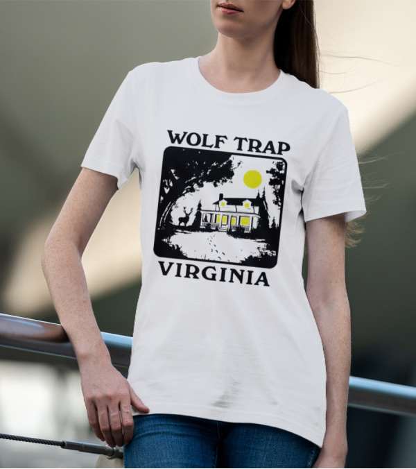 Wolf Trap Virginia Night Scene With Cabin And Deer T-Shirt