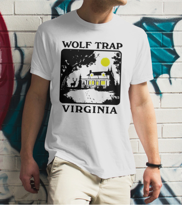 Wolf Trap Virginia Night Scene With Cabin And Deer T-Shirt