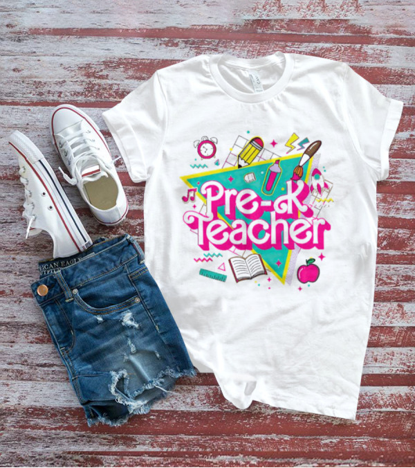 Barbie Pre-K Teacher Colorful School Supplies T-Shirt