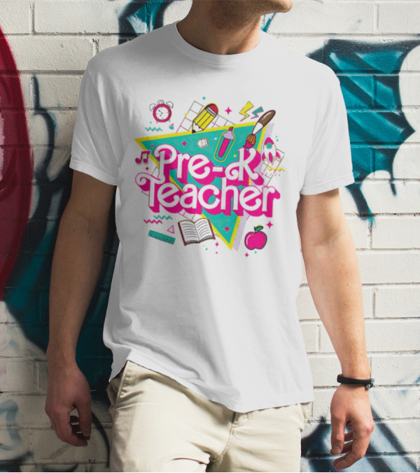 Barbie Pre-K Teacher Colorful School Supplies T-Shirt