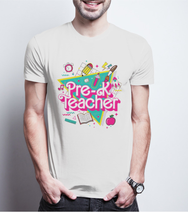 Barbie Pre-K Teacher Colorful School Supplies T-Shirt