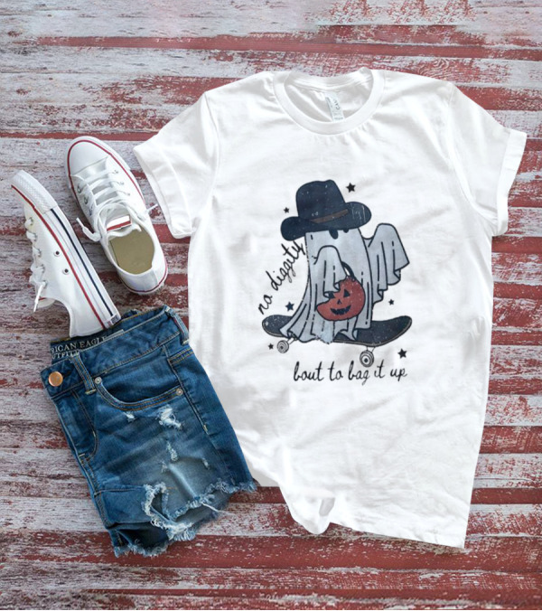 Boo Ghost No Diggity Bout To Bag It Up Halloween Pumpkin Hat T-Shirt