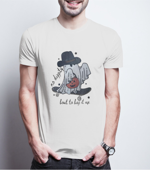 Boo Ghost No Diggity Bout To Bag It Up Halloween Pumpkin Hat T-Shirt