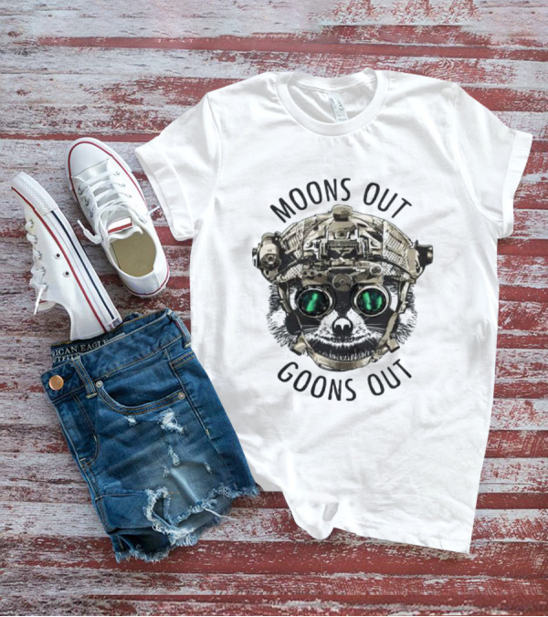 Moons Out Goons Out Raccoon With Tactical Gear T-Shirt