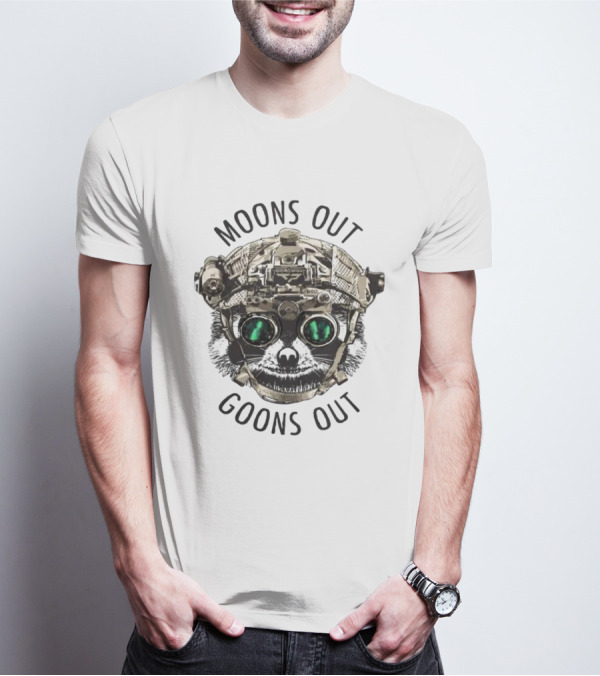 Moons Out Goons Out Raccoon With Tactical Gear T-Shirt