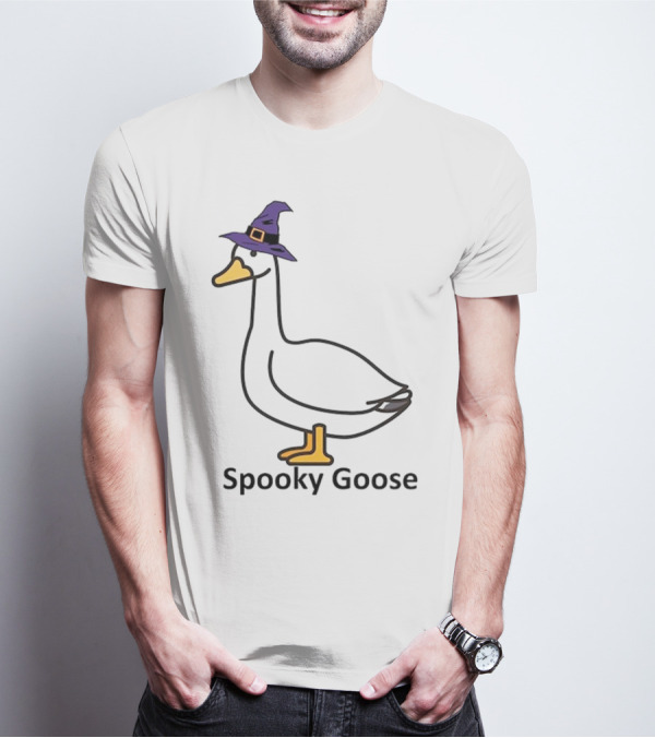 Spooky Goose Witch Hat Funny Goose Halloween T-Shirt