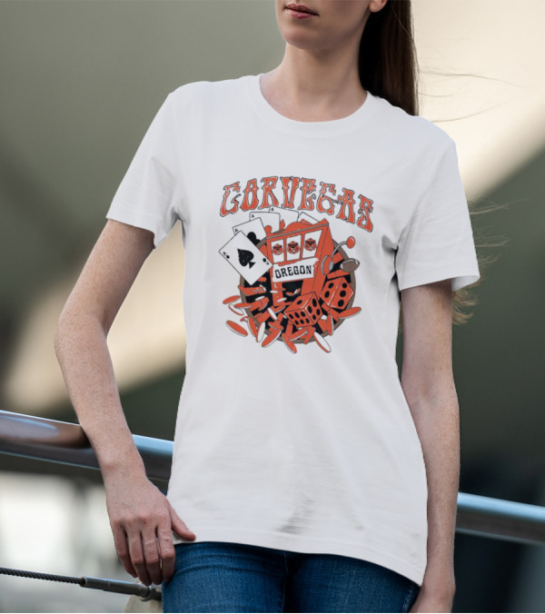 Corvegas Oregon OS Slot Machine Dice Cards Football Elements T-Shirt